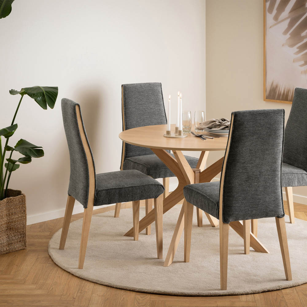 Furniture To Go I_Duncan White Oak 4 Seater Round Dining Table Image 6