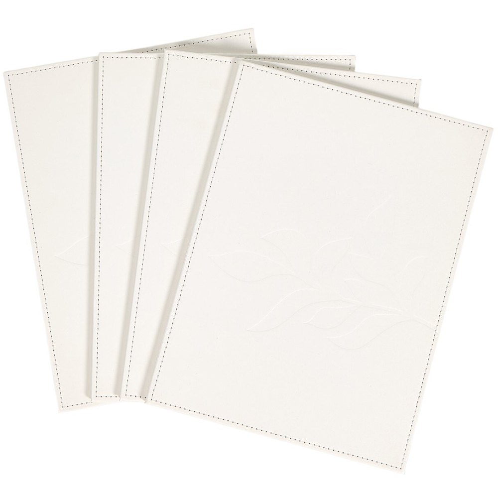 Set of 4 Embossed Faux Leather Placemats Natural Image 2