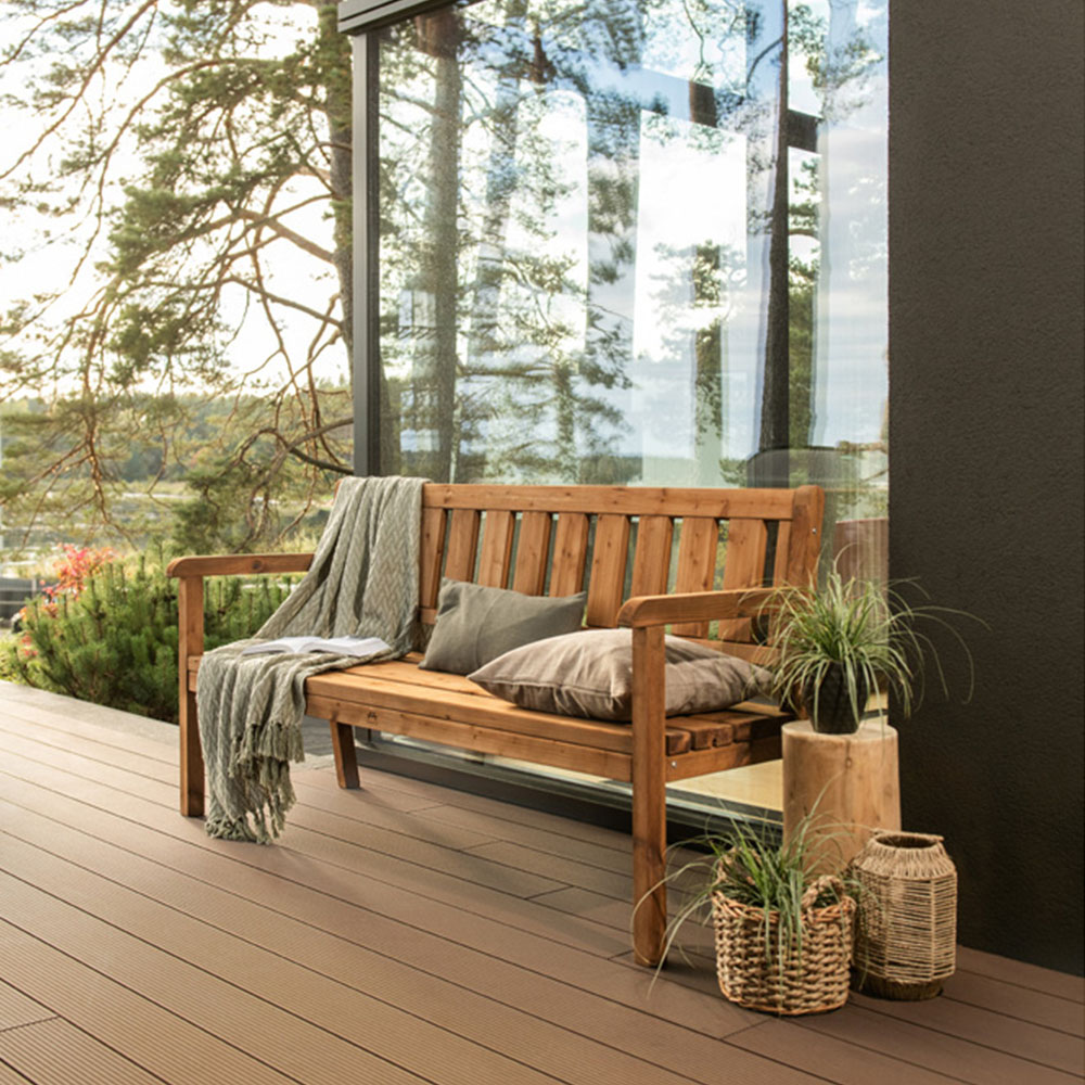 AMATA Ungurs 3 Seater Brown Straight Bench Image 8