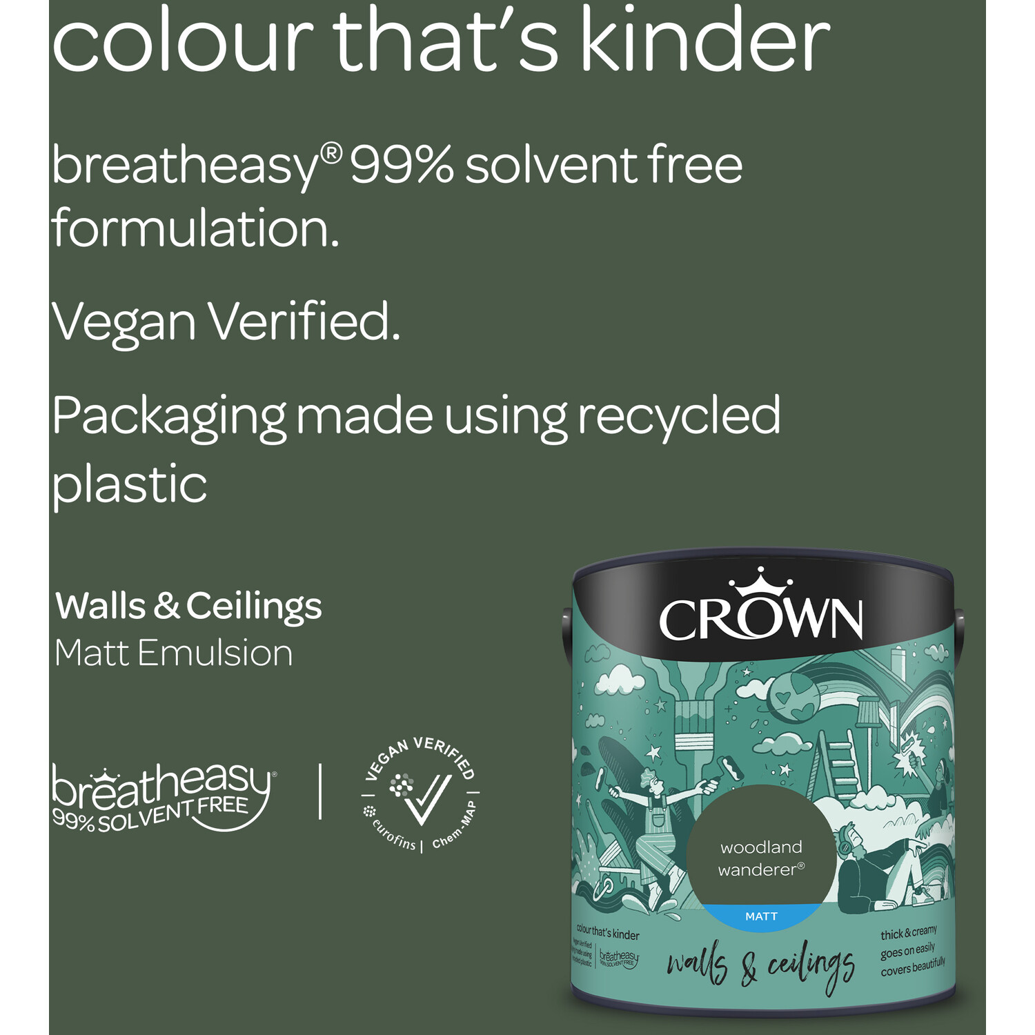 Crown Walls and Ceilings Woodland Wanderer Matt Emulsion Paint 2.5L Image 5