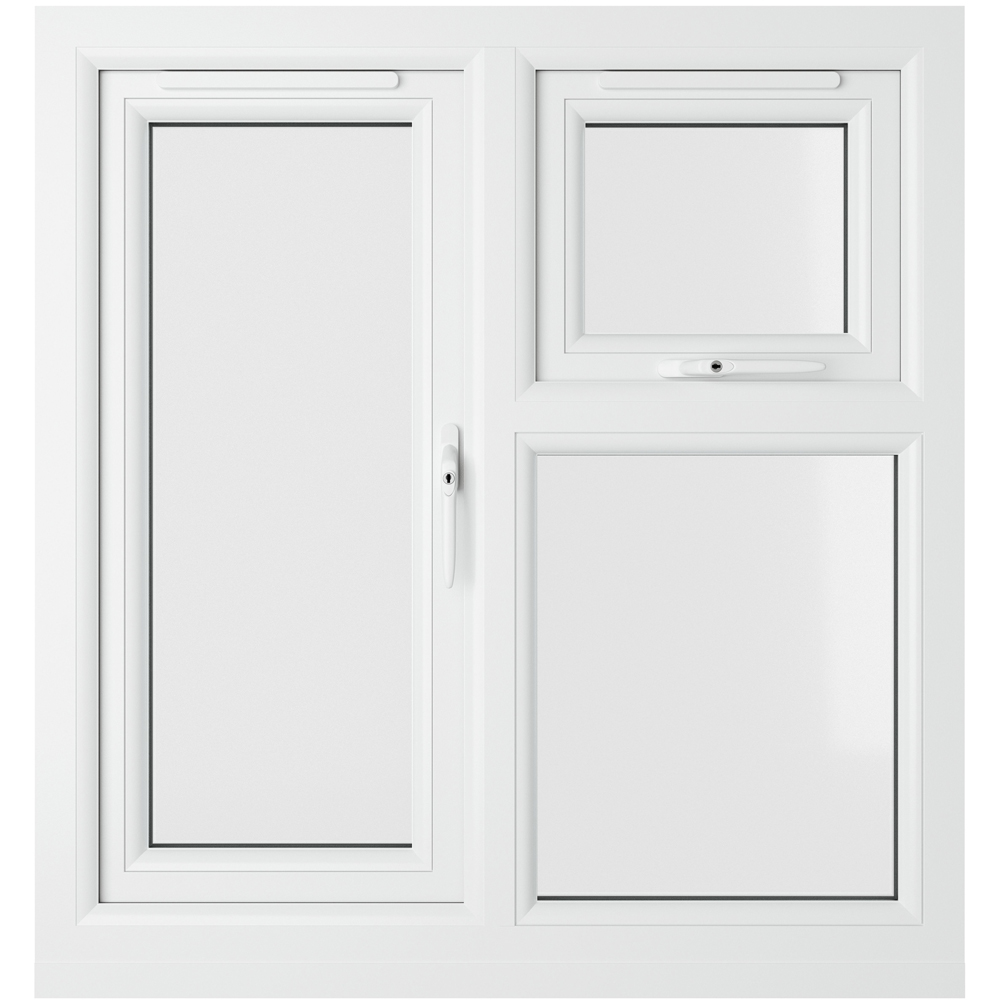 Crystal Black and White RH Side Hung and Top Opener Clear Double Glazed Window 905 x 965mm Image 3