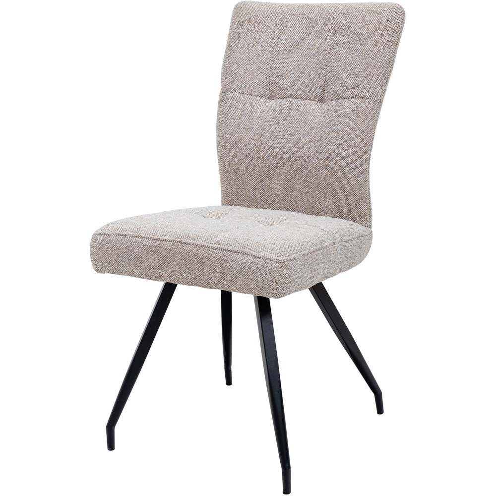 WF Daisy Cobble Natural Fabric Dining Chairs with Black Legs Set of 2 Image 3
