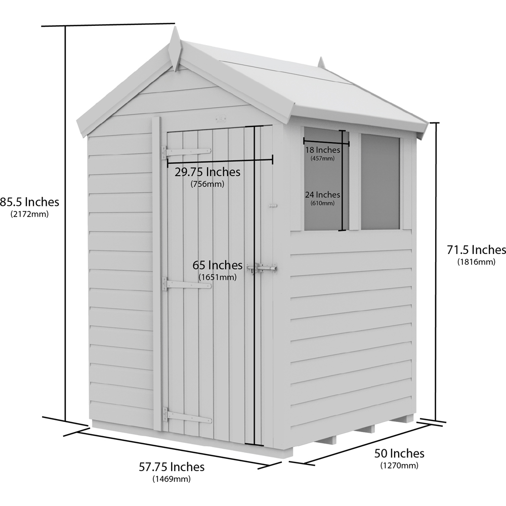 DIY Sheds 5 x 4ft Tongue and Groove Timber Apex Garden Shed Image 9