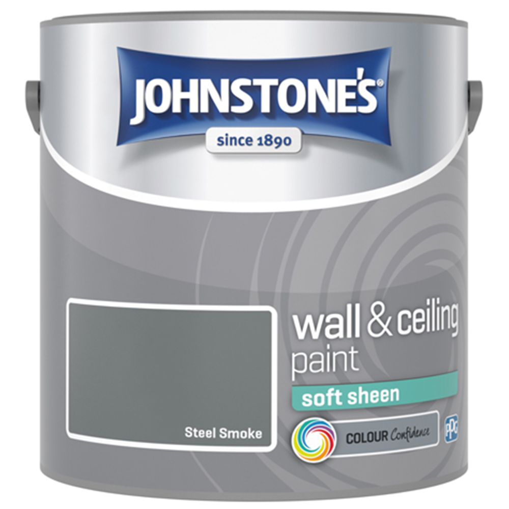 Johnstone's Walls & Ceilings Steel Smoke Soft Sheen Paint 2.5L Image 2