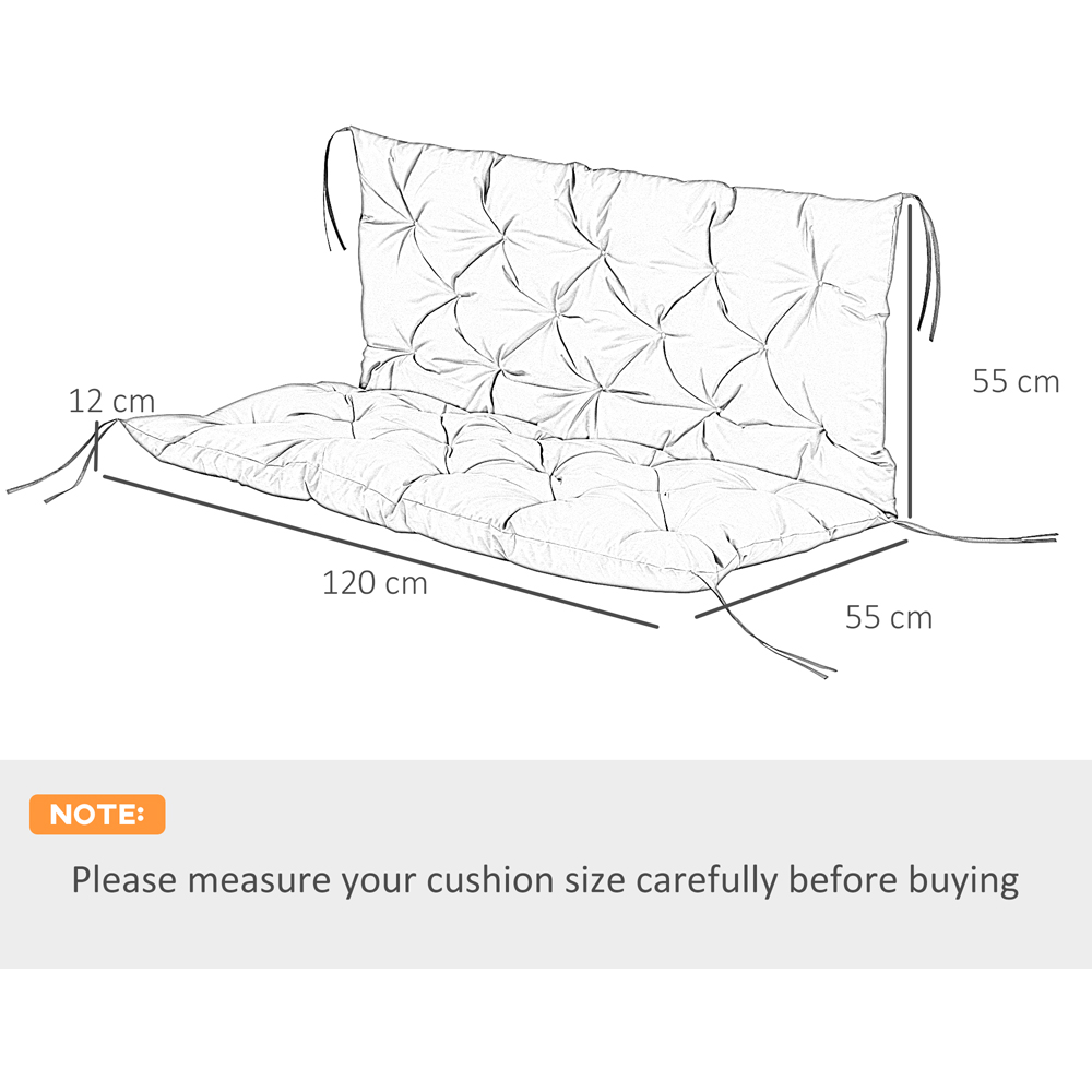 Outsunny Garden Bench Cushion 2 Seater Swing Chair Cushion Outdoor Seat Pad Image 9