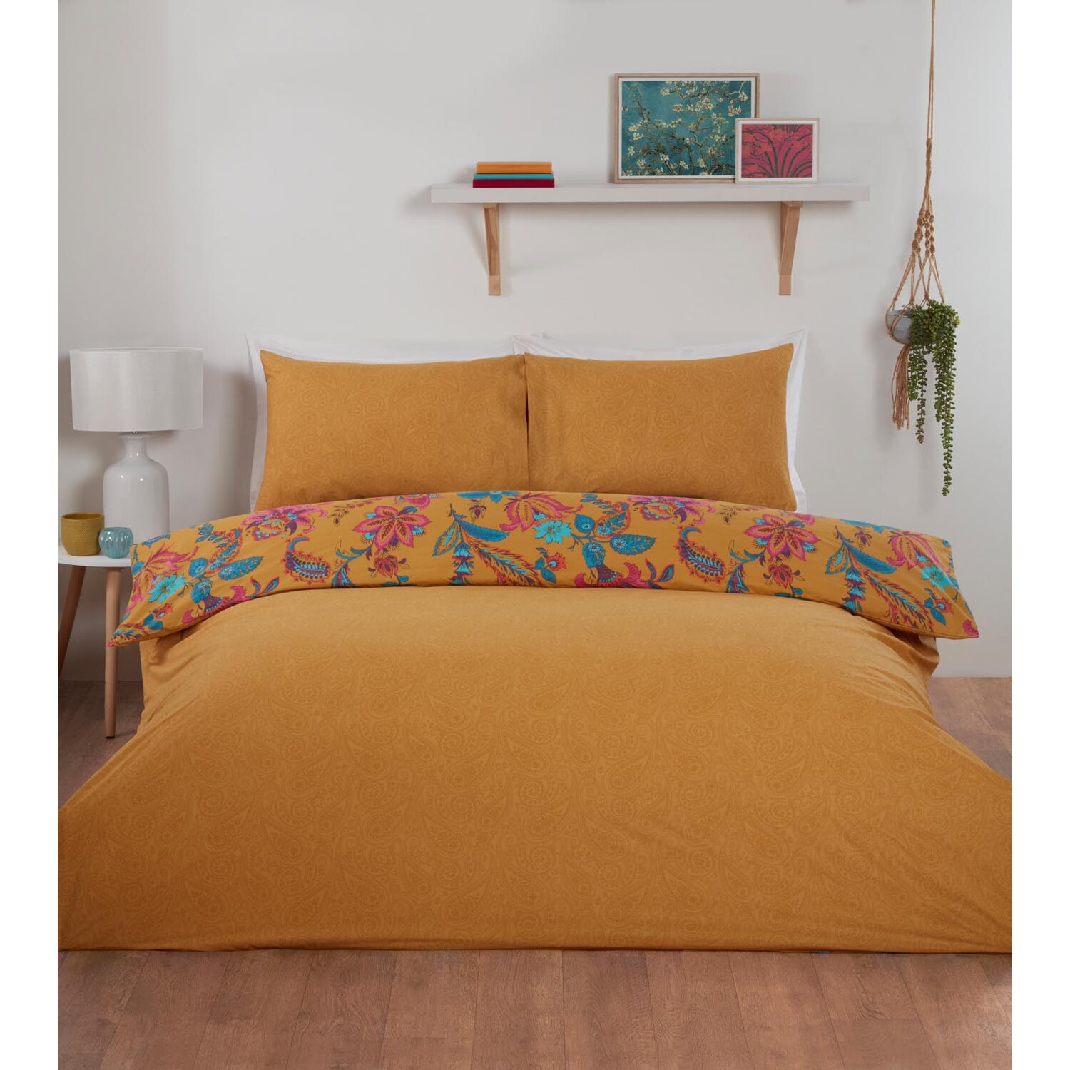 Divante Safia Duvet Cover and Pillowcase Set - Ochre / Double Image 2