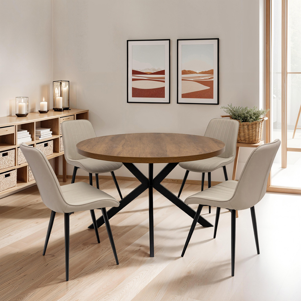 WF Richmond Stone PU Faux Leather Dining Chairs with Black Legs Set of 2 Image 5