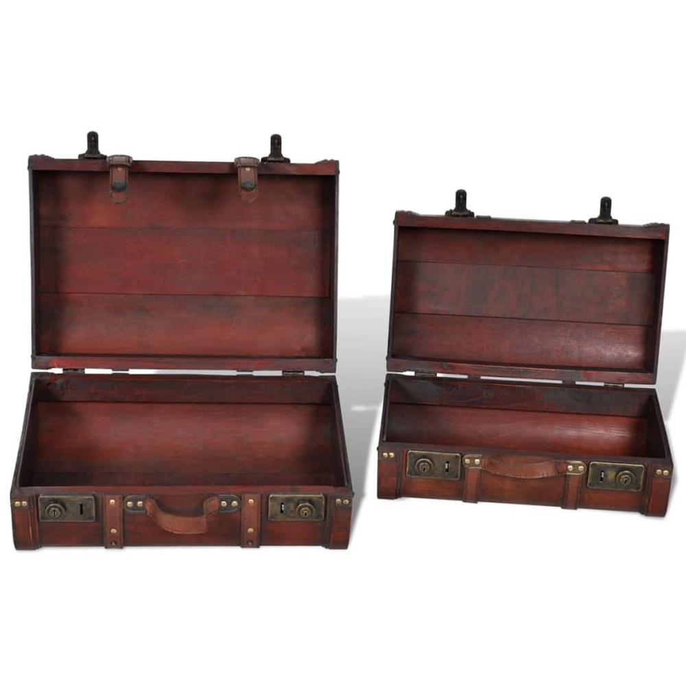 Walplus Vintage Brown Wooden Treasure Chest Set of 2 Image 5