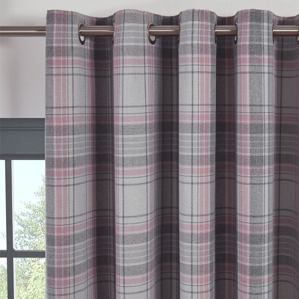 Divante Hatfield Blush Check Blackout Curtain 168 x 137cm Image 5