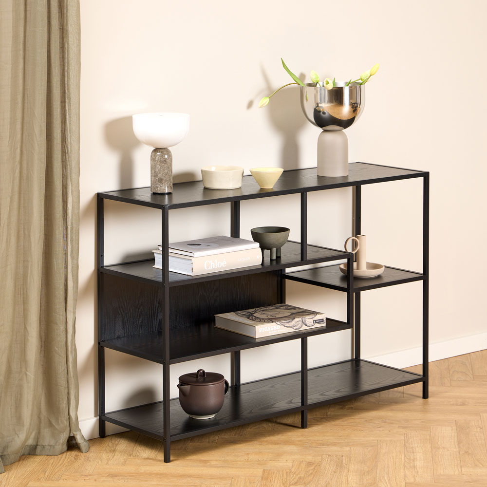 Furniture To Go Seaford Black Ash 4 Shelf Wide Bookcase Image 5