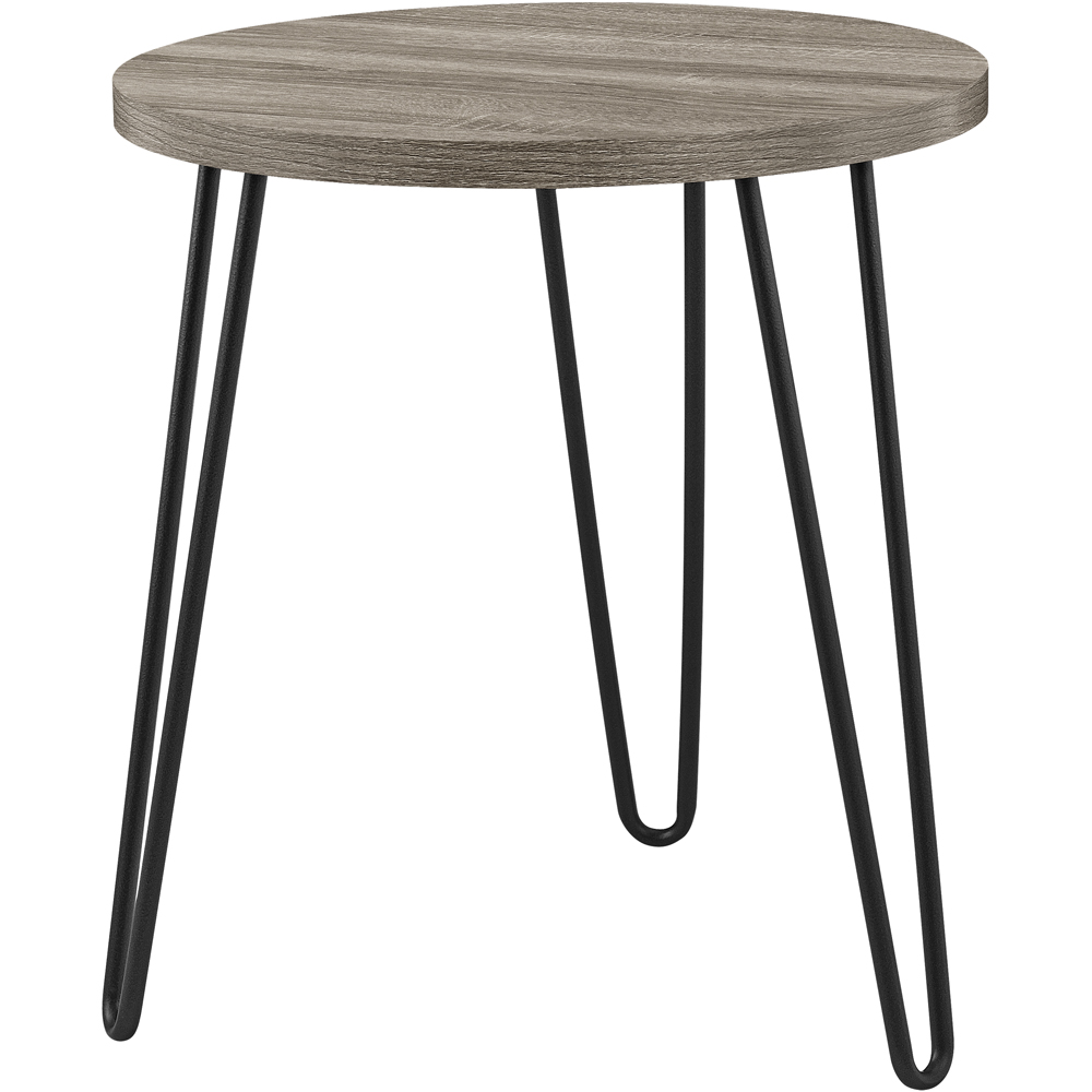 Owen Retro Distressed Grey Oak Round End Table Image 2