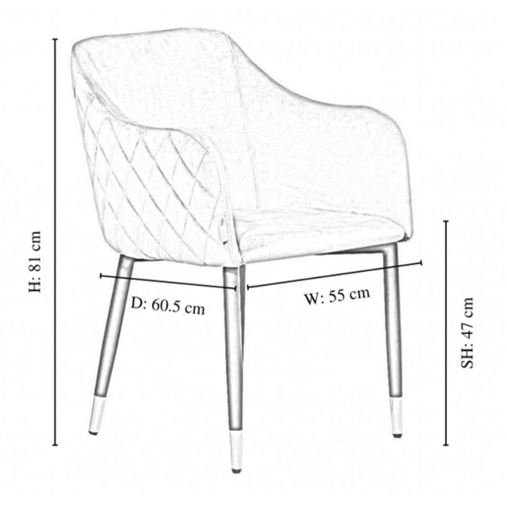 Life Interiors Verona Grey and Gold Velvet Upholstered Dining Chair Set of 2 Image 6