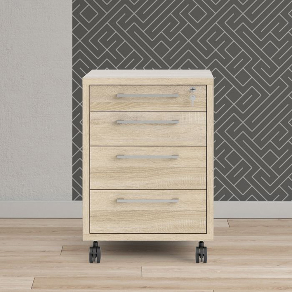 Furniture To Go Prima Oak 4 Drawer Mobile Cabinet Image 6