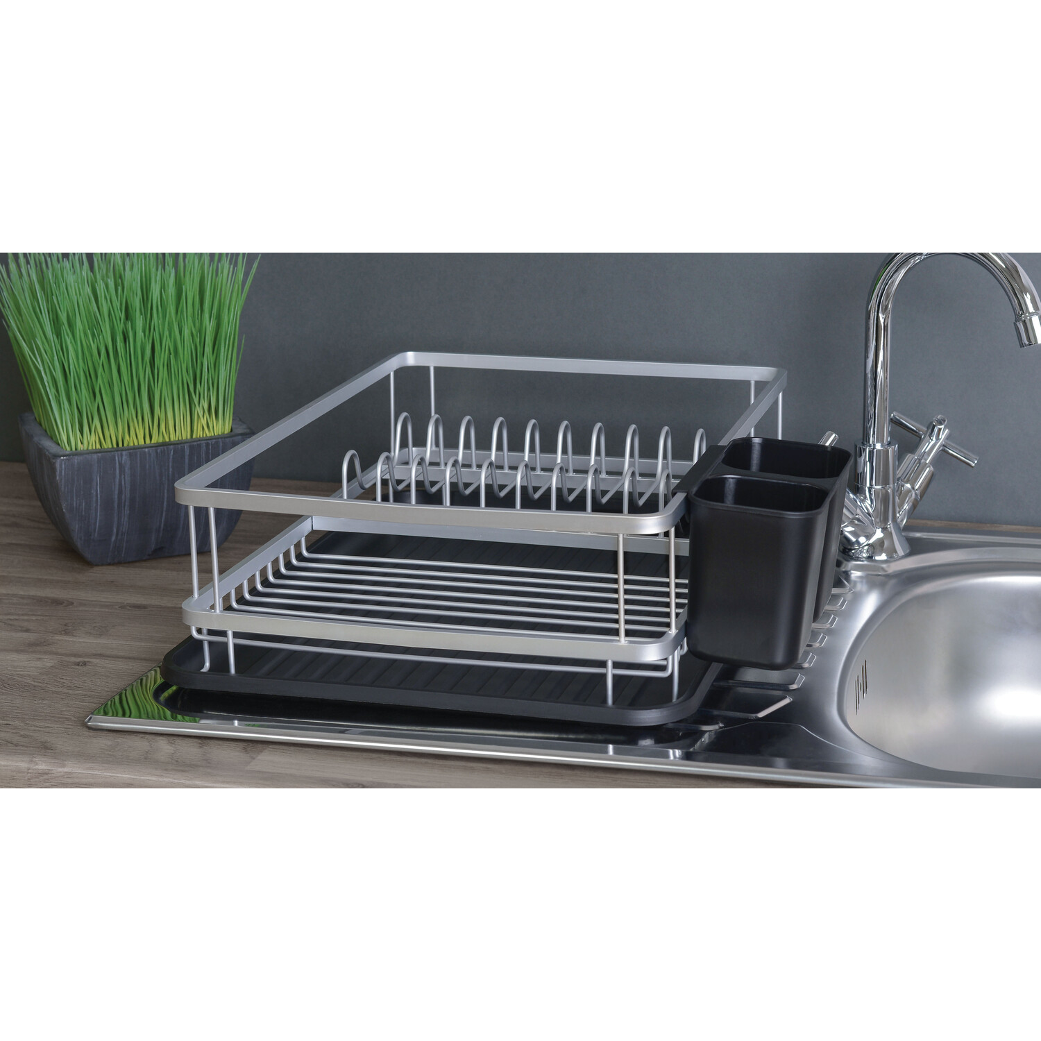 Aluminium Black Dish Drainer - Aluminium Image 2