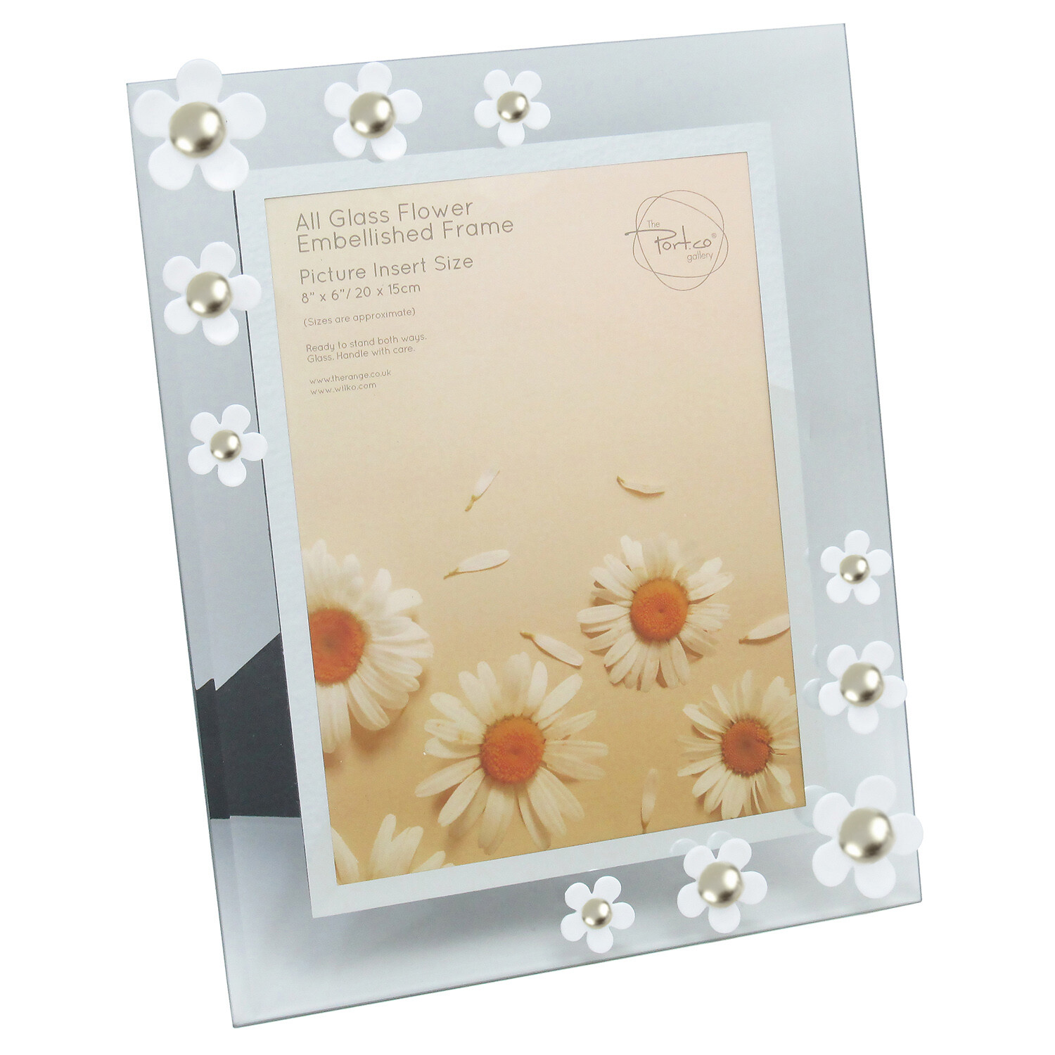 All Glass Flower Embellished Frame - White / 26.5cm Image 5