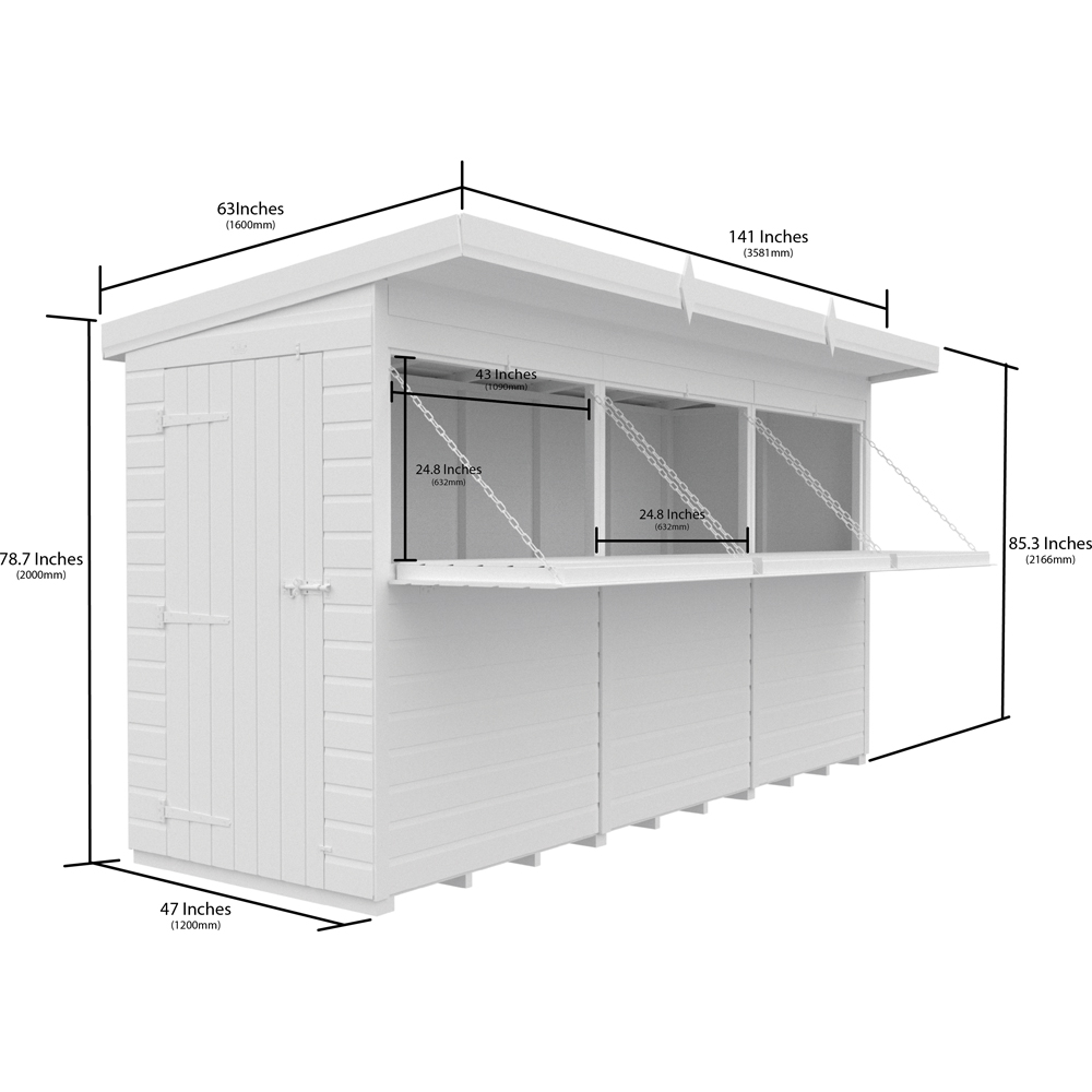 DIY Sheds 12 x 4ft Single Door Pressure Treated Tongue and Groove Timber Outdoor Bar Shed Image 9