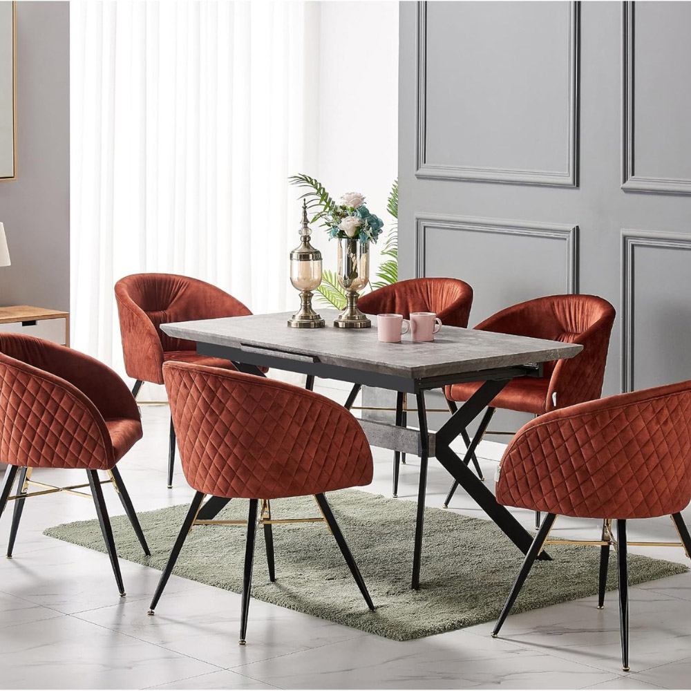 Life Interiors Vittorio Red Velvet Upholstered Dining Chair Set of 4 Image 7