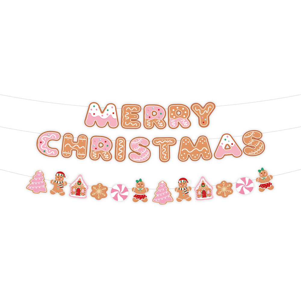 Gingerbread Merry Christmas Banner - Pink Image 2
