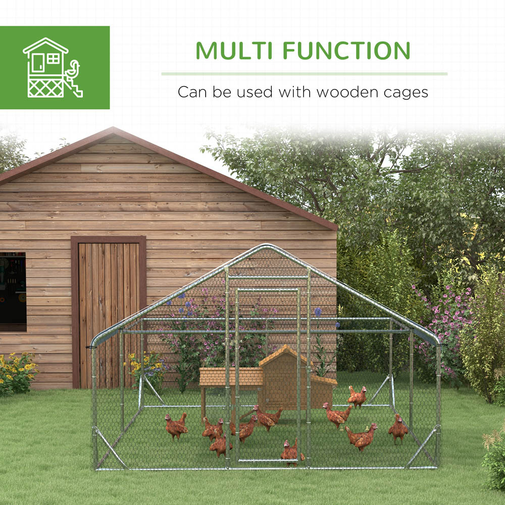 PawHut Walk-In Chicken Run, Hen House, for Ducks, Rabbits w/ Water-Resist Roof Image 5