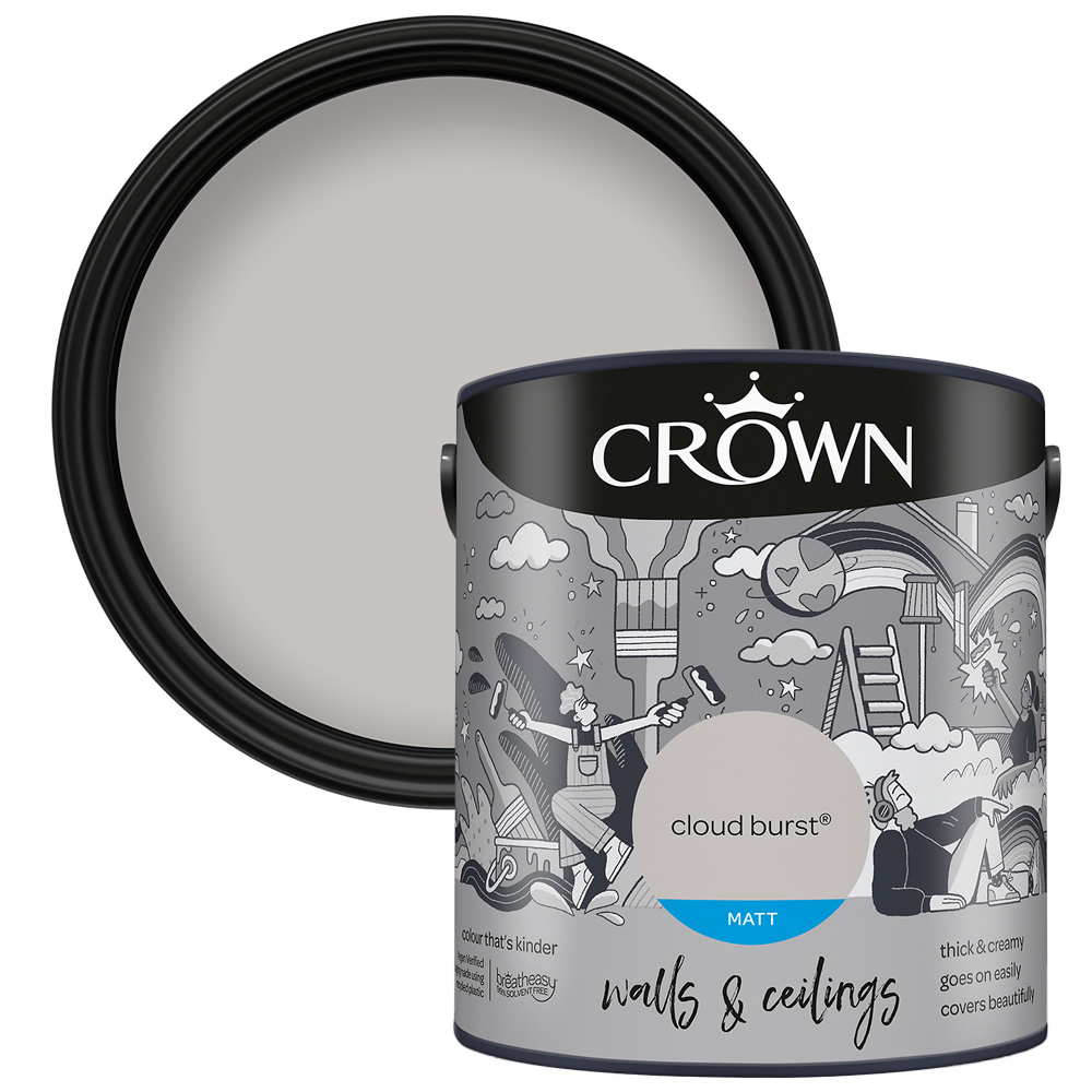 Crown Breatheasy Walls & Ceilings Cloud Burst Matt Emulsion Paint 2.5L Image 1