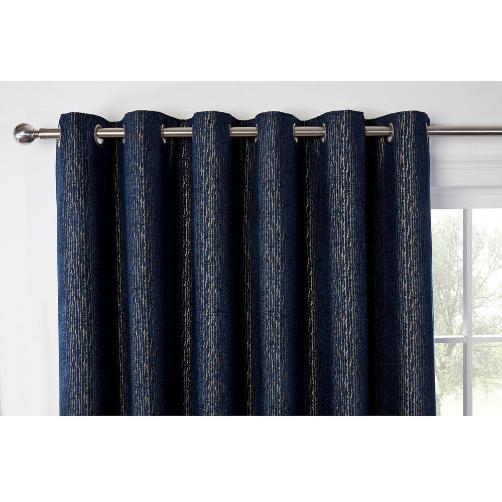 Nova Navy Chenille Jacquard Eyelet Curtain 168 x 183cm Image 3