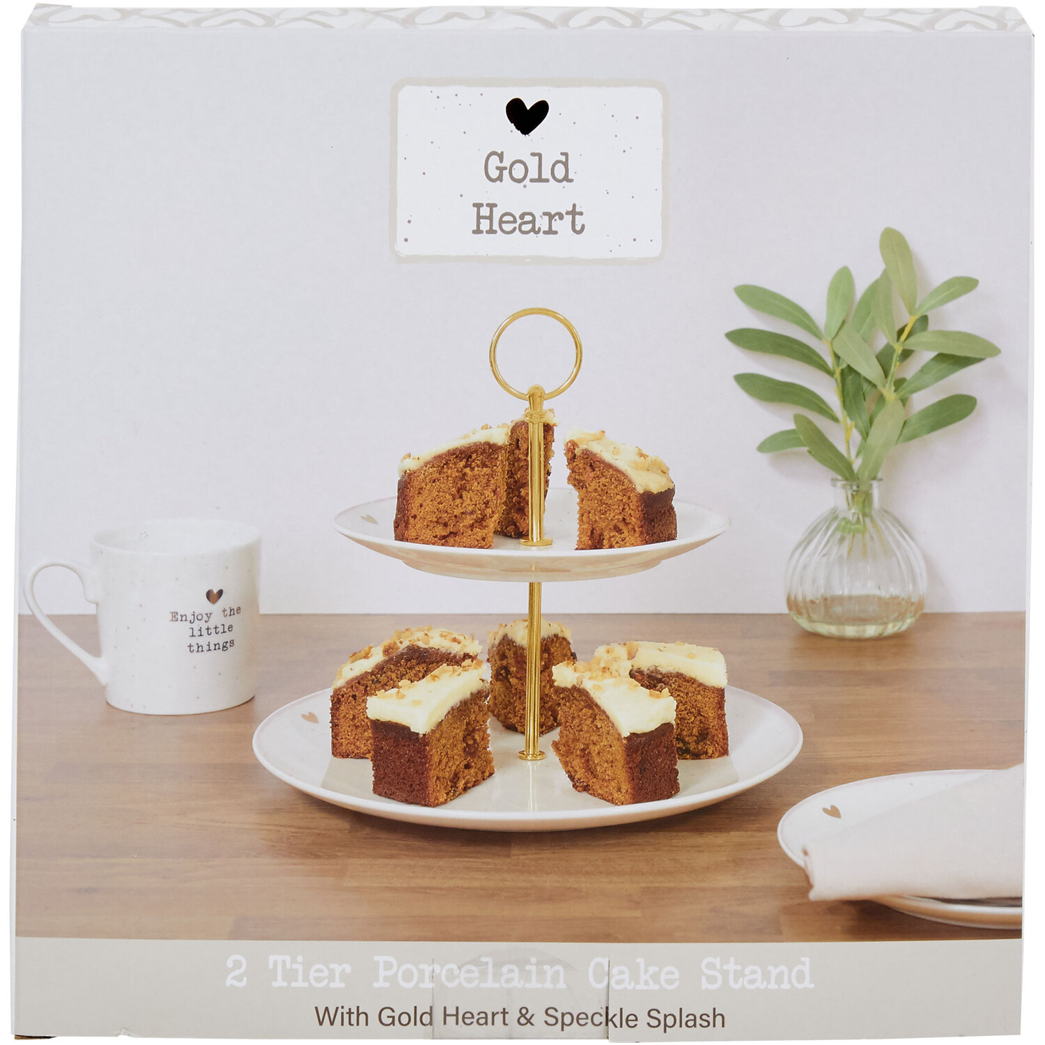 Gold Heart 2 Tier Cake Stand Image 2
