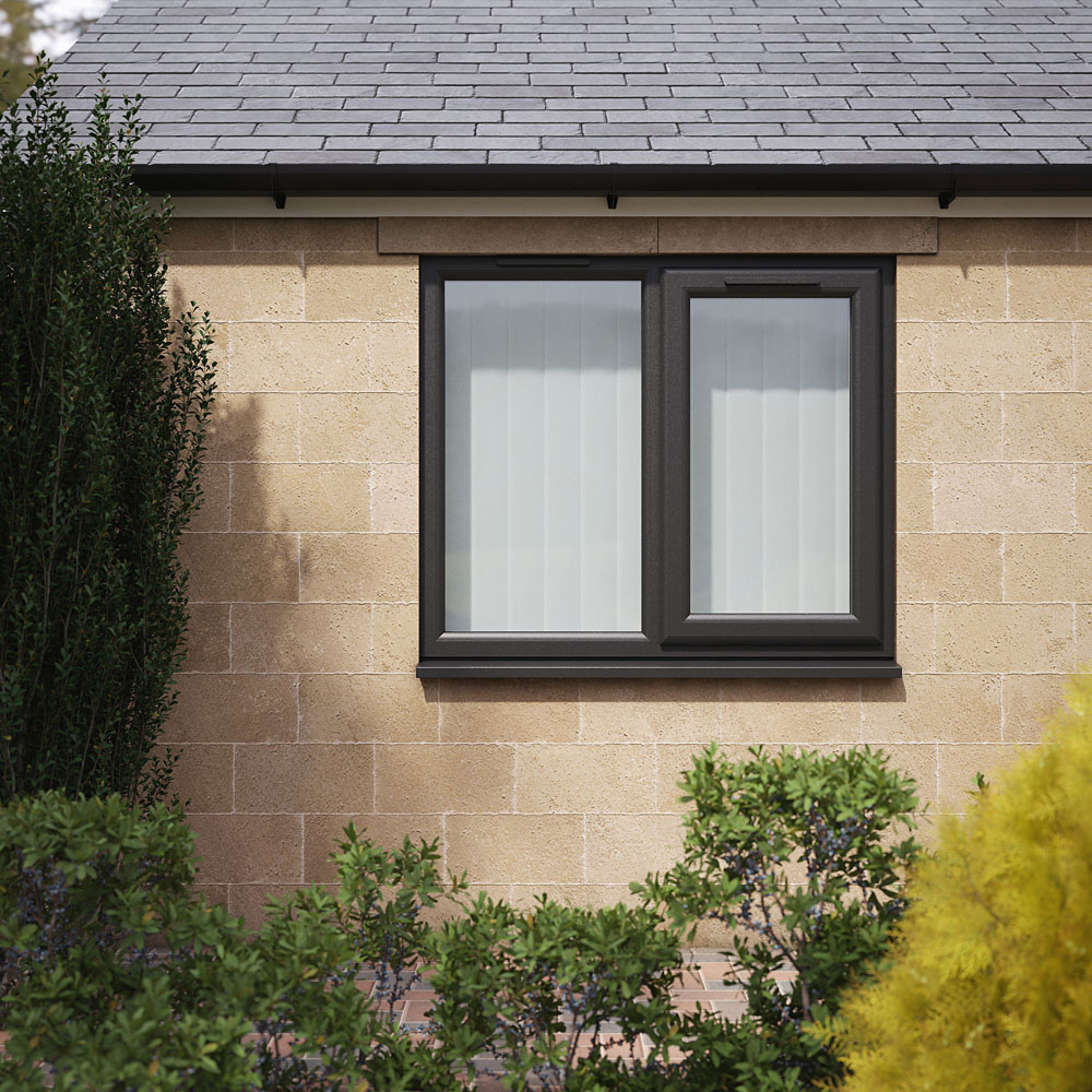 Crystal Black and White RH Side Hung Next to a Fixed Clear Triple Glazed Window 1190 x 1040mm Image 5