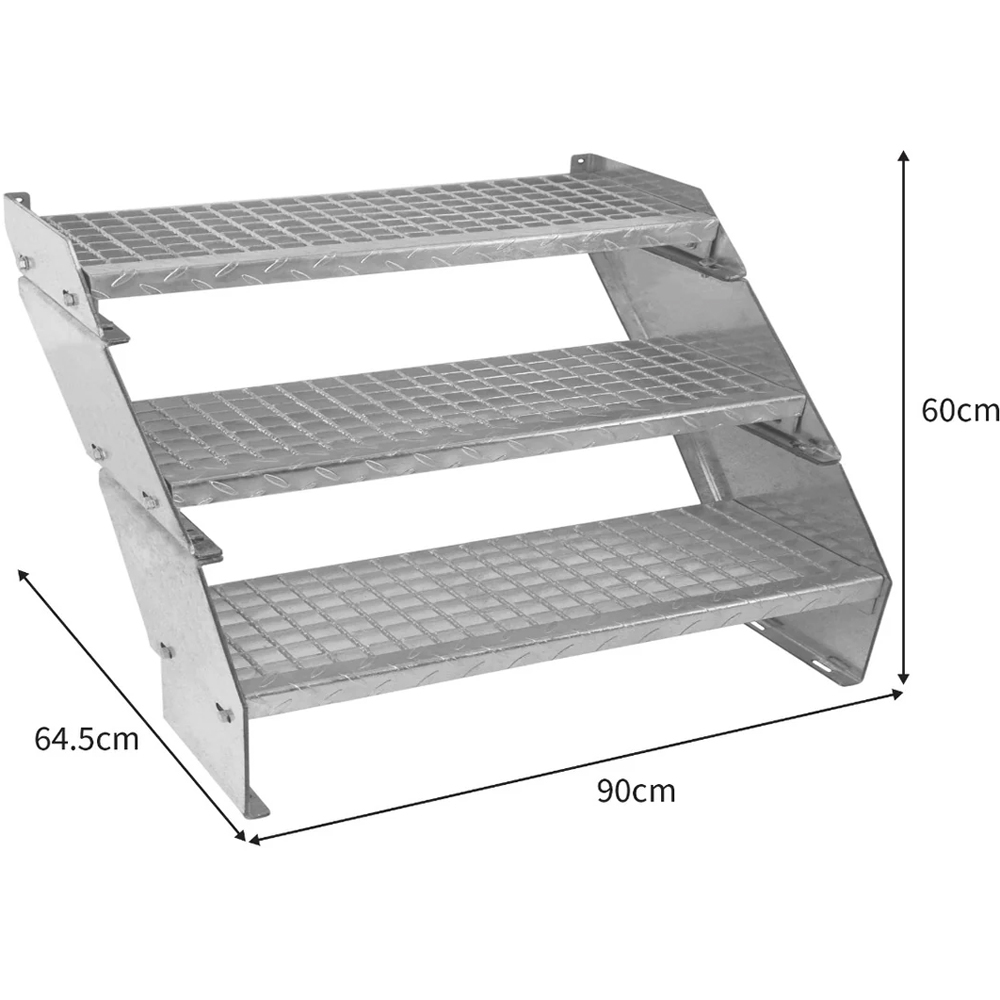 MonsterShop 3 Section Adjustable Galvanised Staircase 900mm Image 5