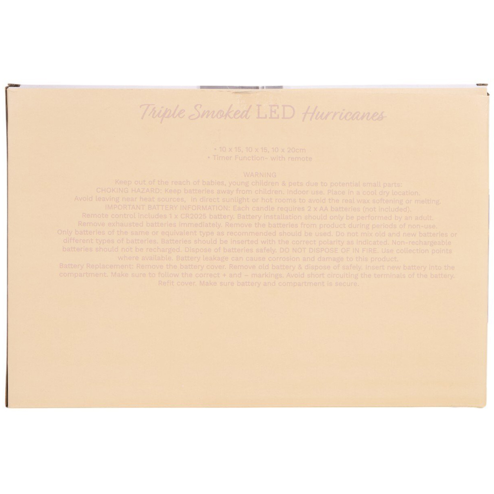 Set of 3 Smoked LED Hurricane Candles - Smoked Image 5