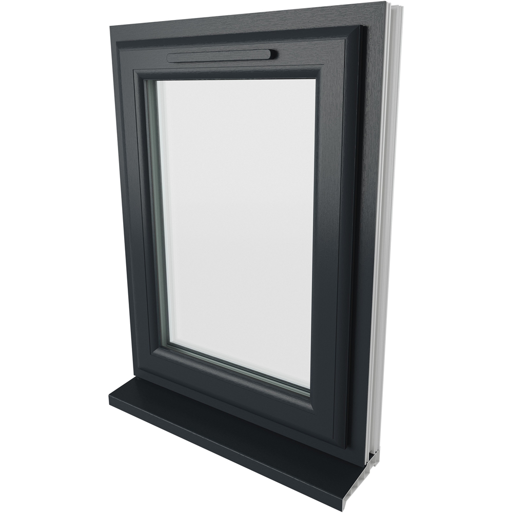 Crystal RH Side Hung Grey and White Clear Glass uPVC Triple Glazed Window 965 x 610mm Image 9