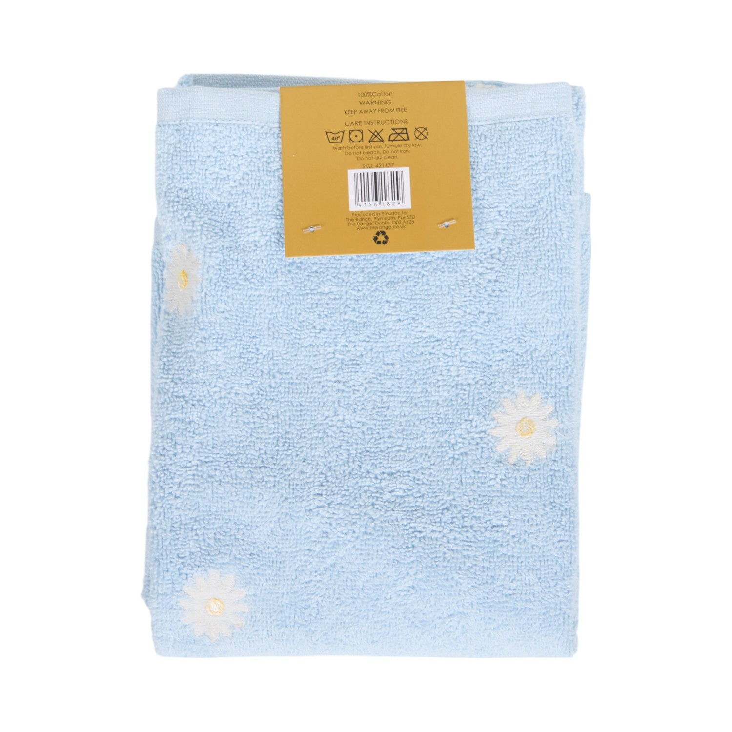 Daisy Embroidered Hand Towel Blue Image 2