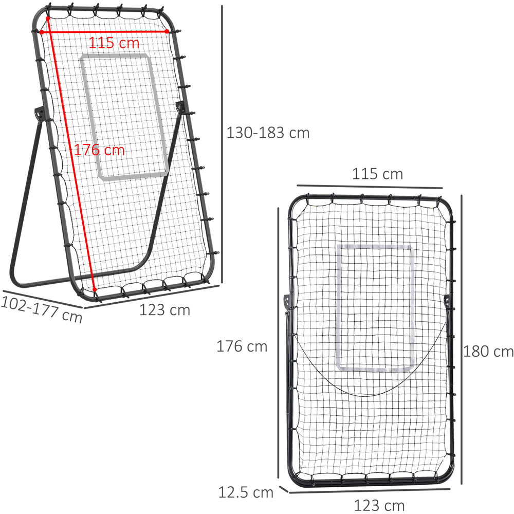 HOMCOM Foldable Football Rebounder Net Adjustable Angles with Target Zone, Black Image 8