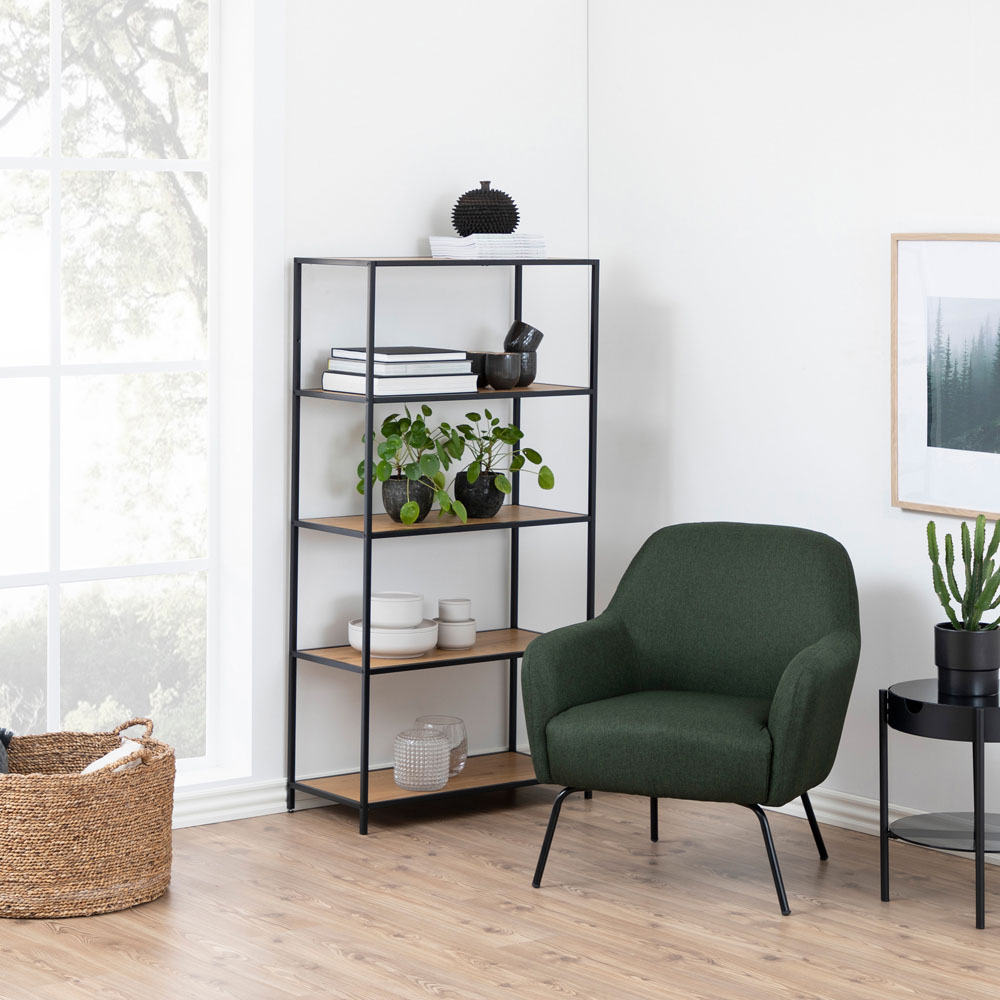 Furniture To Go Seaford Black and Oak 4 Shelf Tall Bookcase Image 4