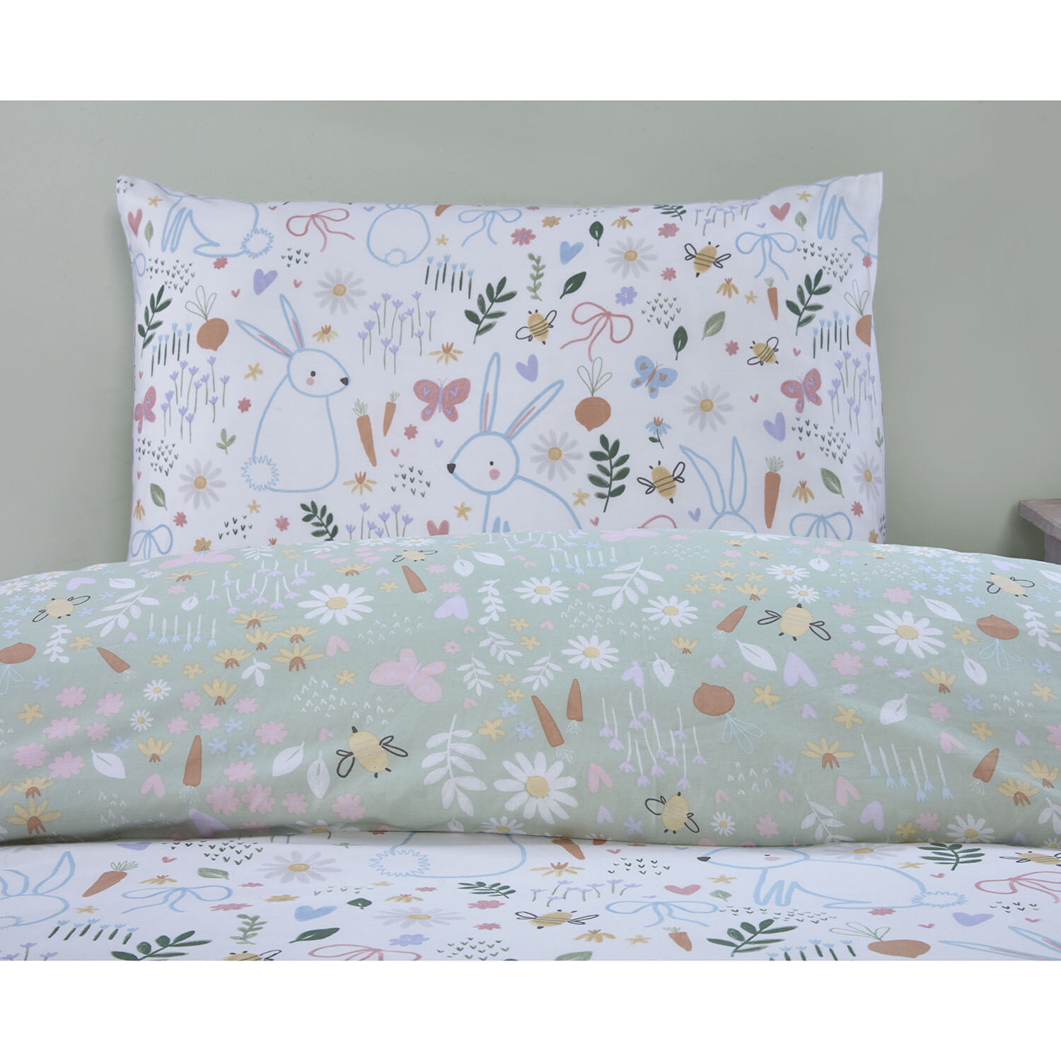 Easter Bunny Duvet Cover and Pillowcase - White Image 4