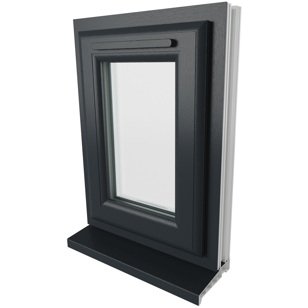 Crystal Top Hung Opener Grey and White Clear Glass uPVC Triple Glazed Window 610 x 440mm Image 9