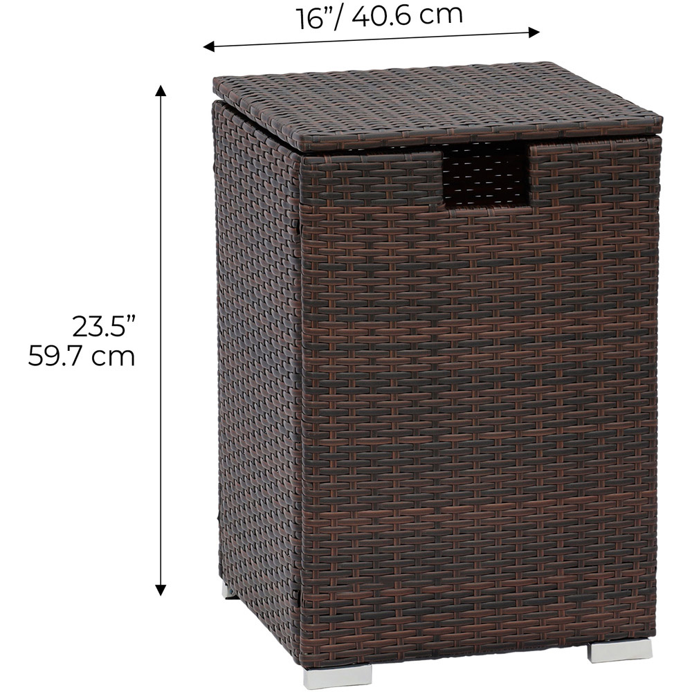 Teamson Home Brown Wicker Gas Tank Table with Cover Image 8