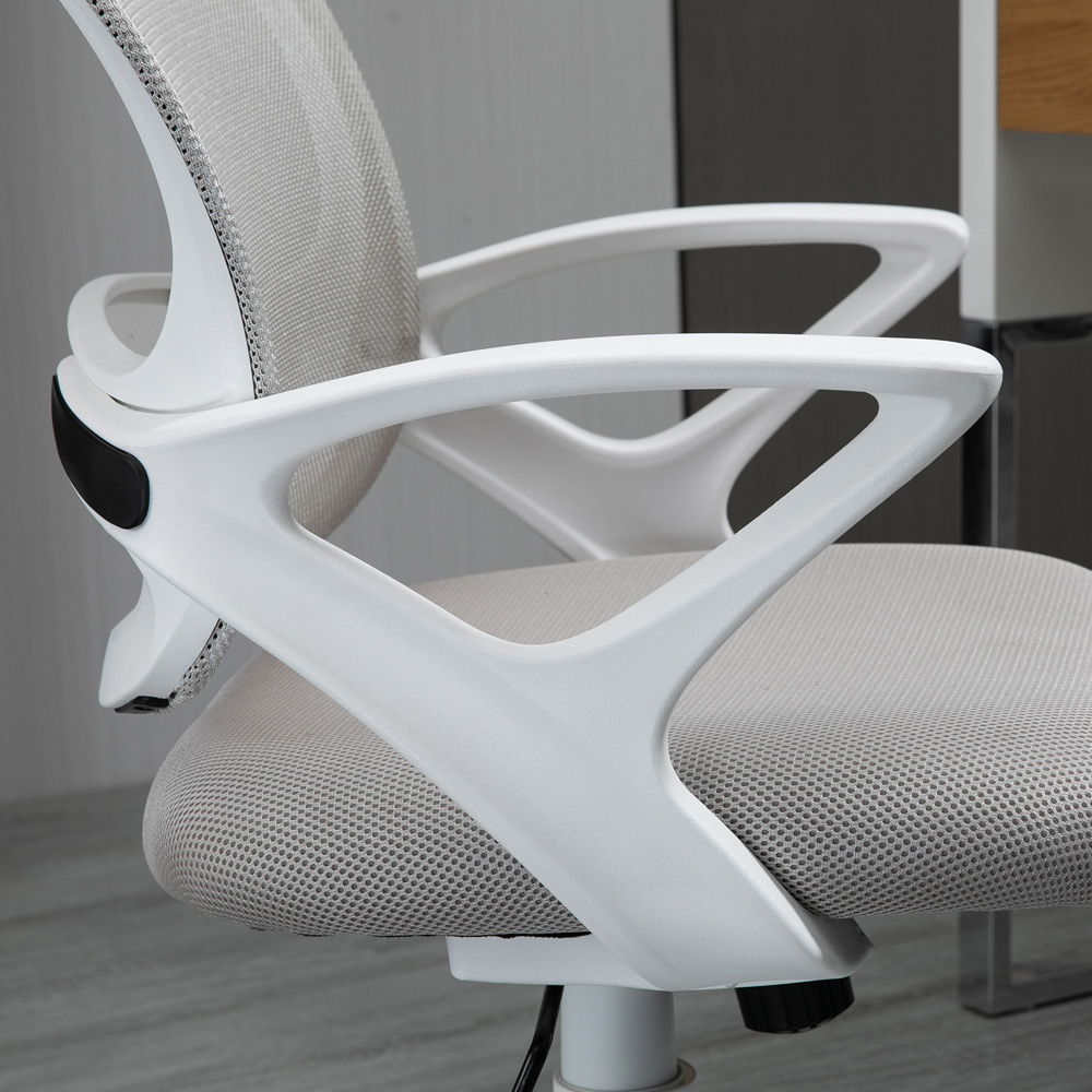 Portland Grey Mesh and Linen Swivel Office Desk Chair Image 3