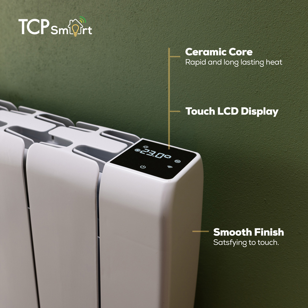 TCP Smart White Ceramic Wall-Mounted Electric Panel Radiator 700W Image 4