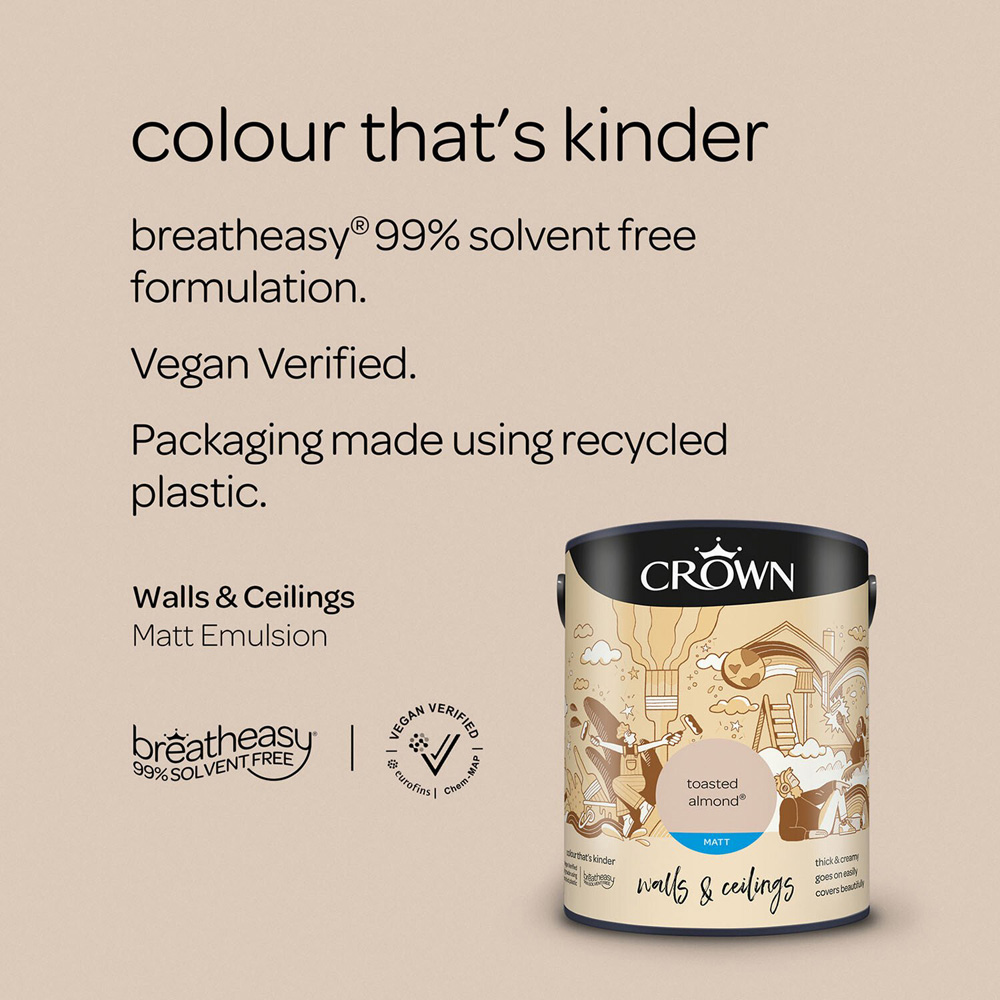 Crown Matt Emulsion Paint 5L - Toasted Almond Image 8
