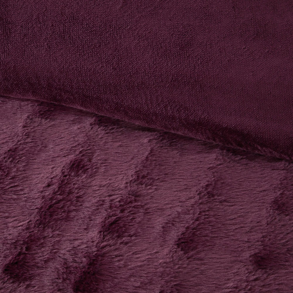 Aurora Soft Faux Fur Duvet Set Berry Double Image 5