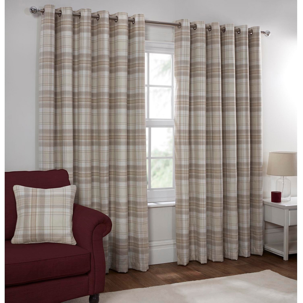 Divante Hatfield Natural Check Blackout Curtains 229cm Image 5