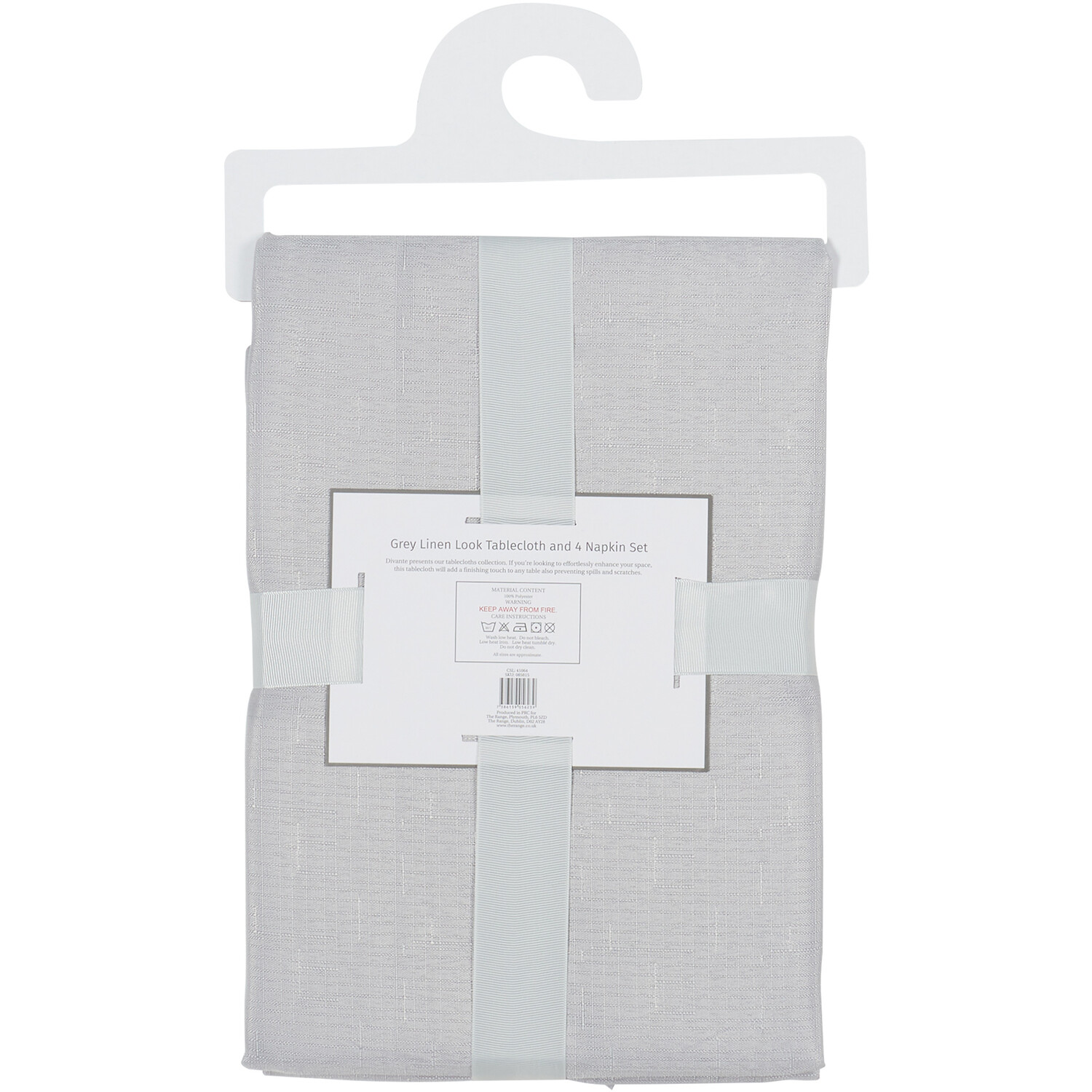 Divante Linen Look Tablecloth and Four Napkin Set - Grey Image 4