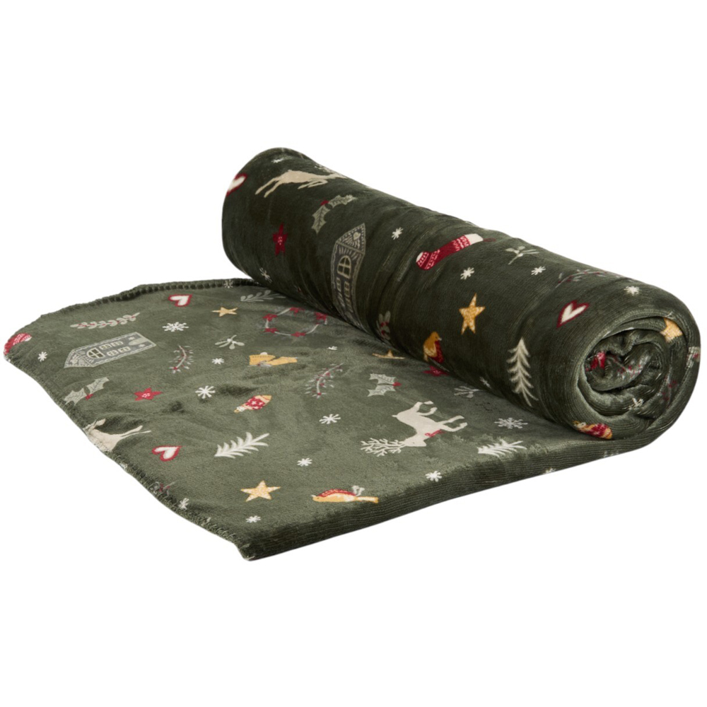 Winter Wishes Sherpa Throw  - Green Image 4