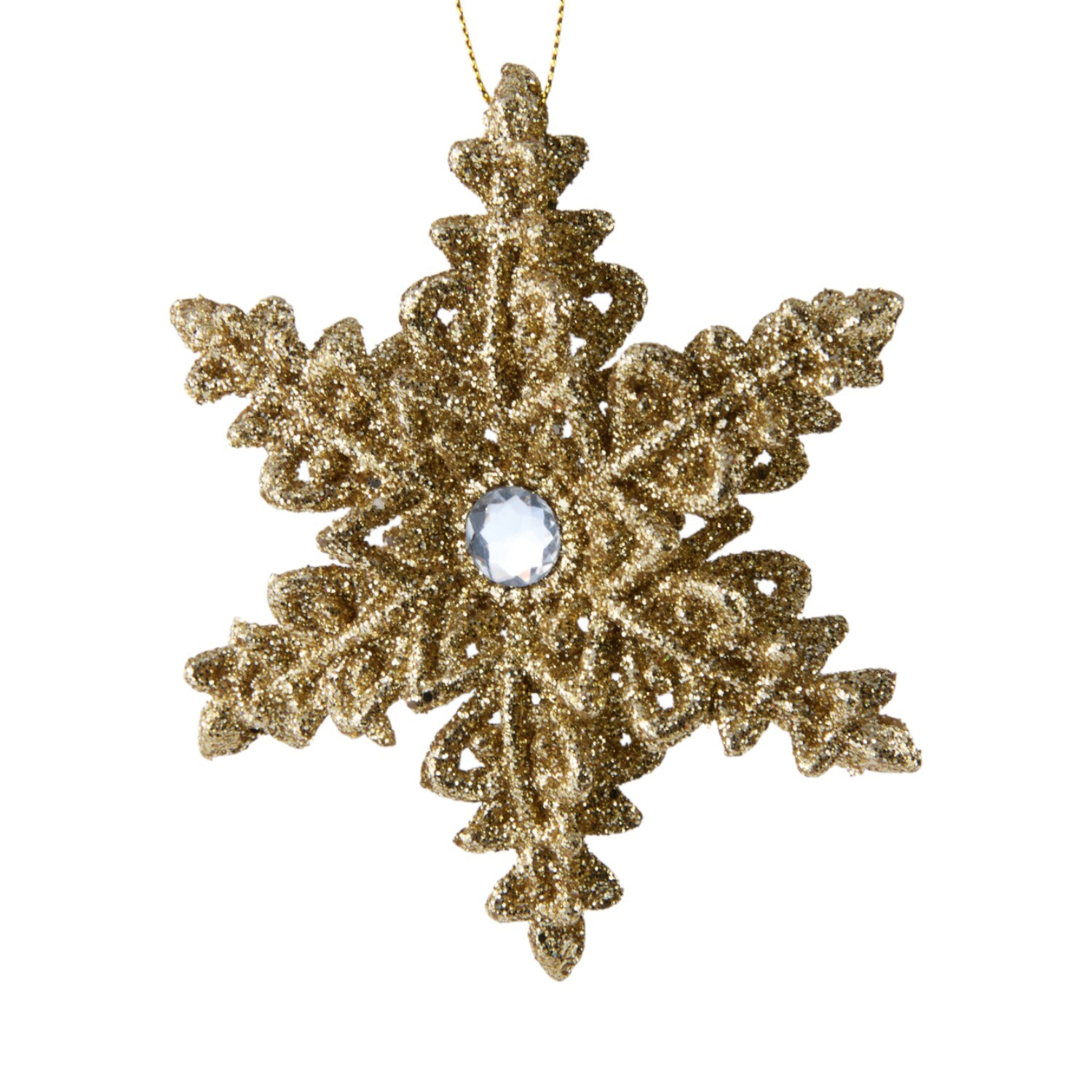 Glitter Snowflake Christmas Hanging Decoration Gold Image 4