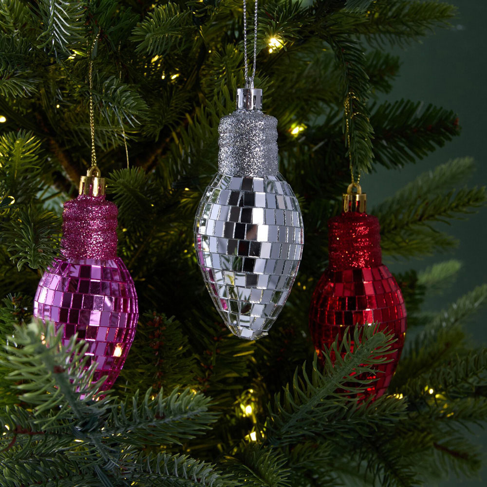 Pack of 3 Disco Light Bulb Baubles Image 3