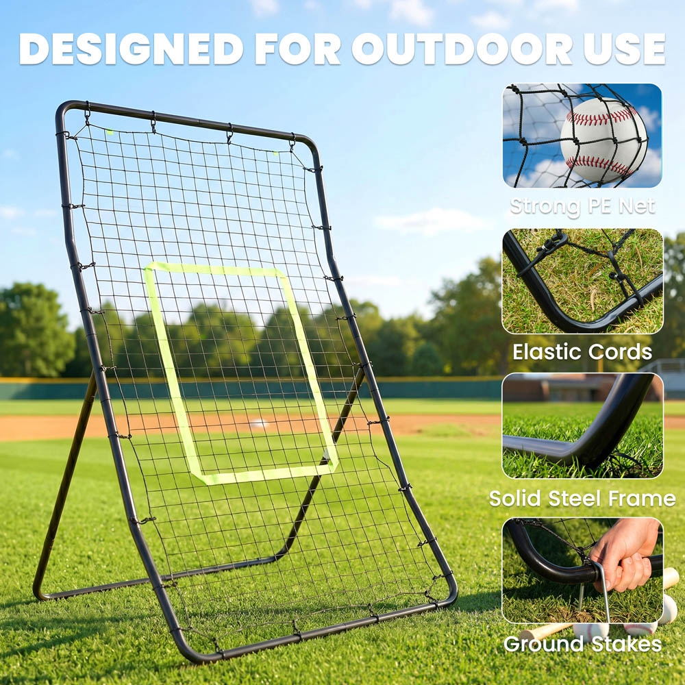 HOMCOM Rebounder Net Target Ball Kickback Baseball Training Equipment Play Image 3