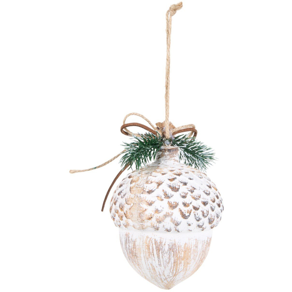 Scandi Pinecone Decoration White Image 4