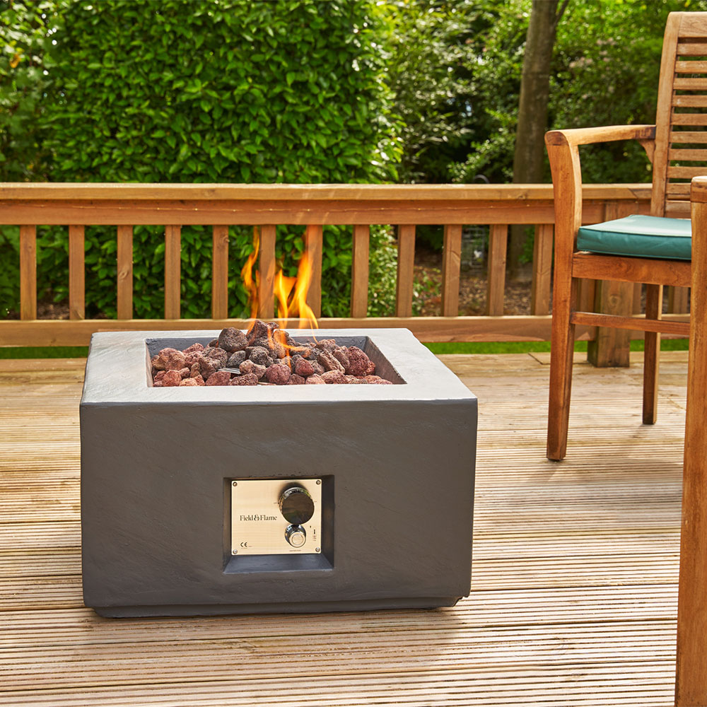 Field & Flame Aster Grey Square Style Gas Fire Pit 45000 BTU Image 2