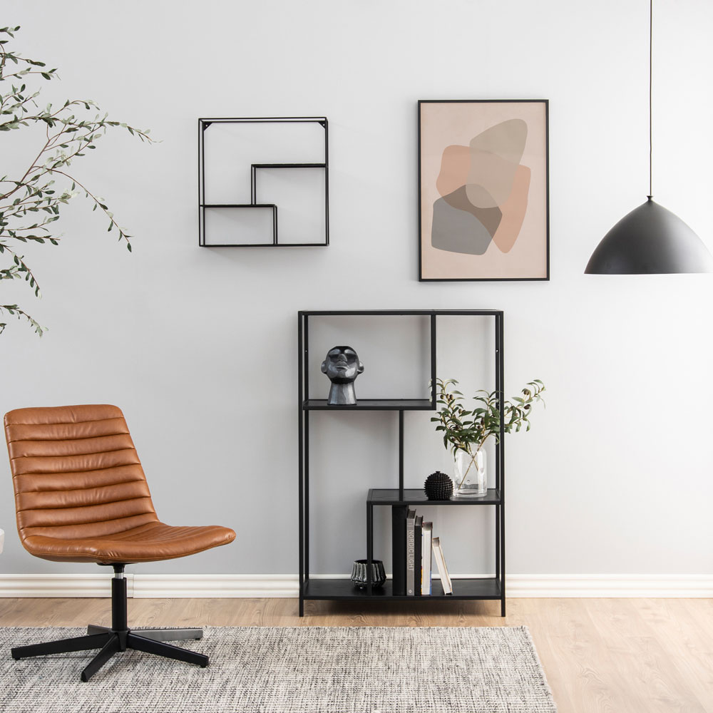 Furniture To Go Seaford Black 3 Shelf Metal Asymmetrical Bookcase Image 4