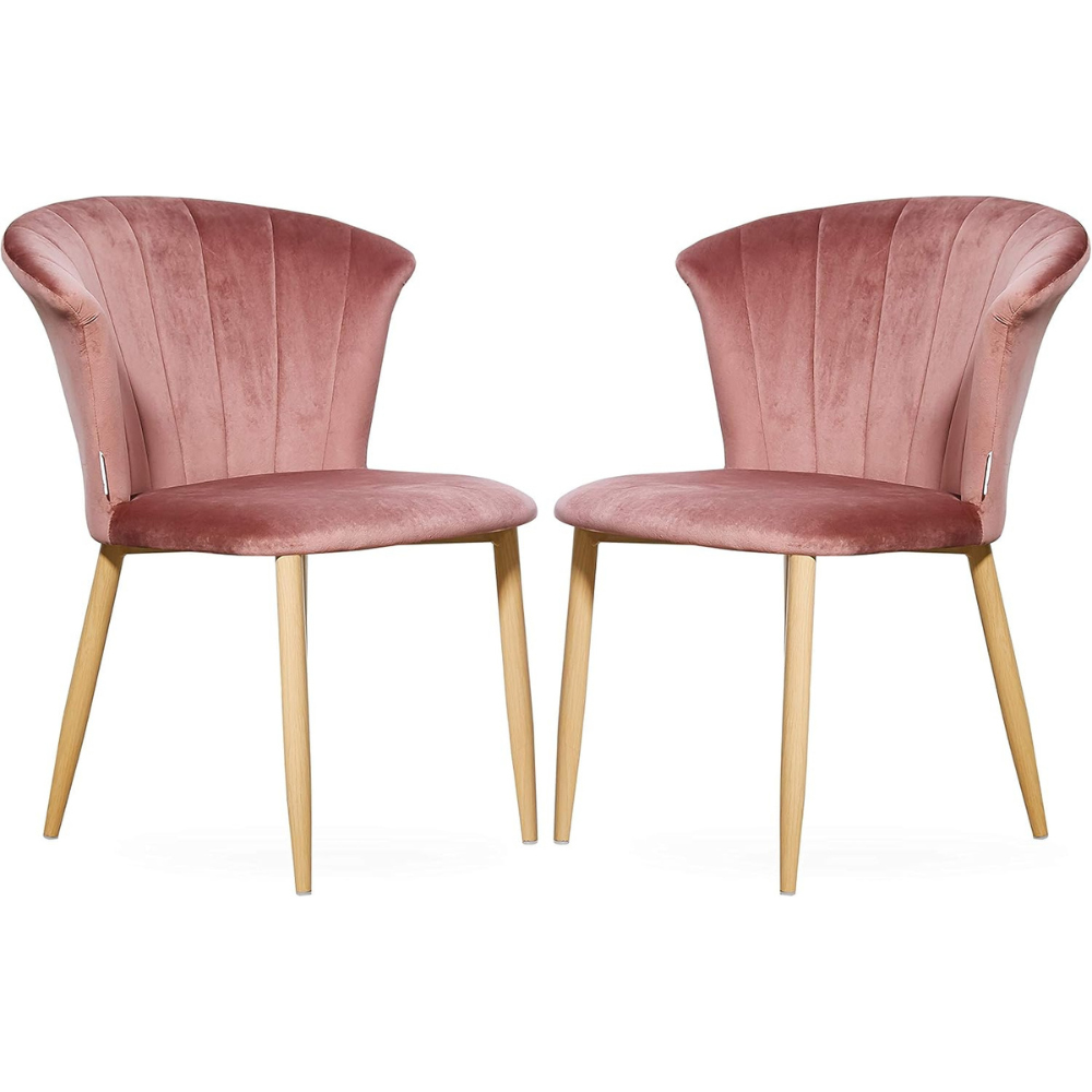 Life Interiors Elsa Pink Velvet Upholstered Dining Chair Set of 2 Image 4